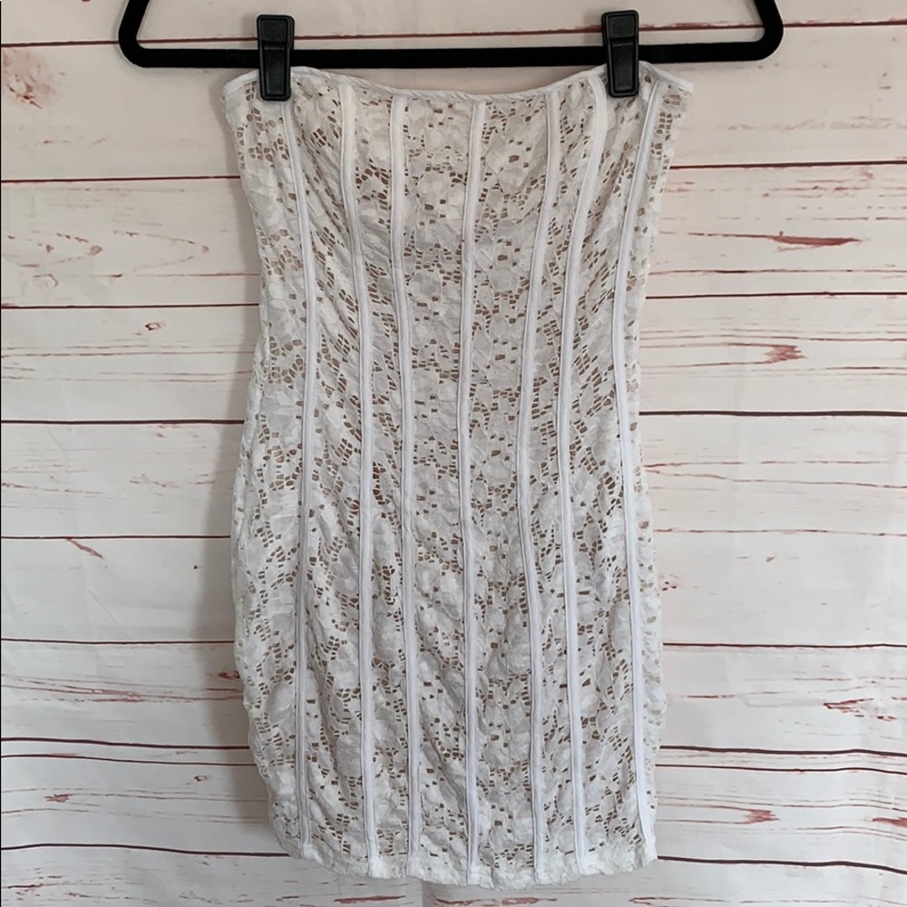 White Lace Strapless Dress